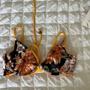 Maaji floral ribbed reversible bikini top